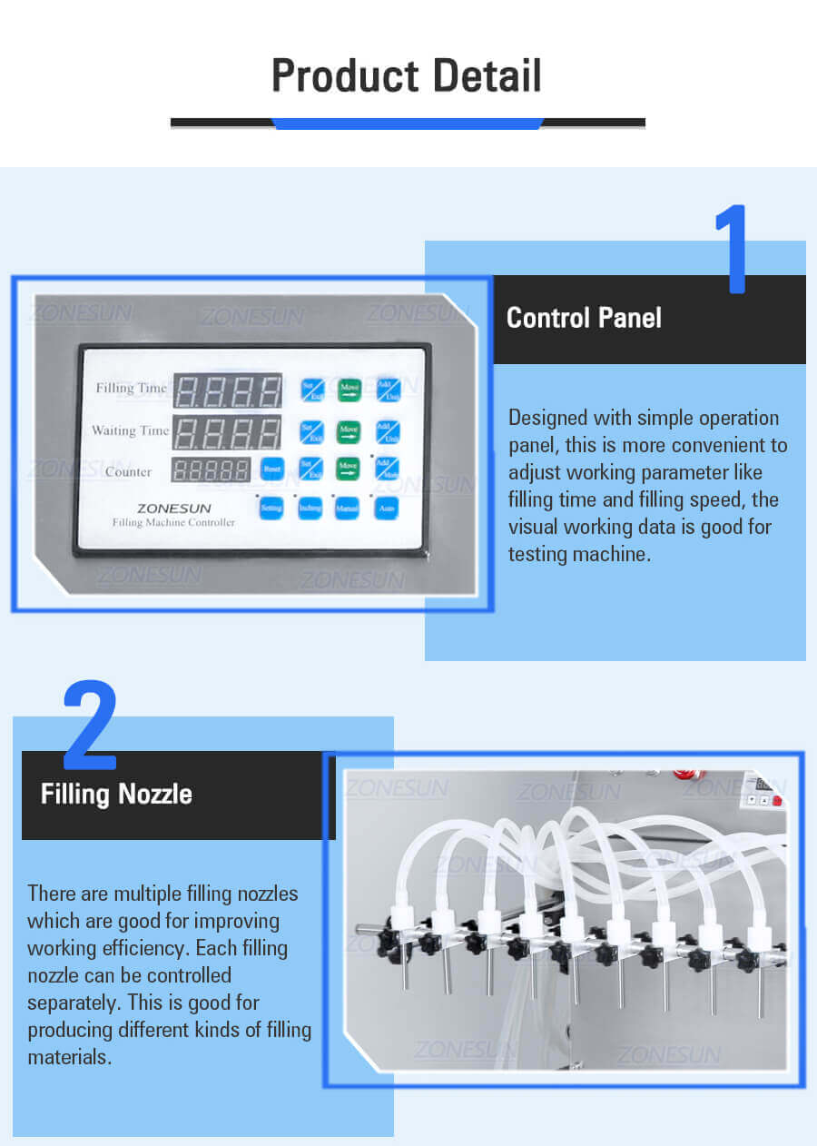 Semi Automatic 12 Heads Filling Machine-ZONESUN TECHNOLOGY LIMITED Semi Automatic 12 Heads Filling Machine-ZONESUN TECHNOLOGY LIMITED