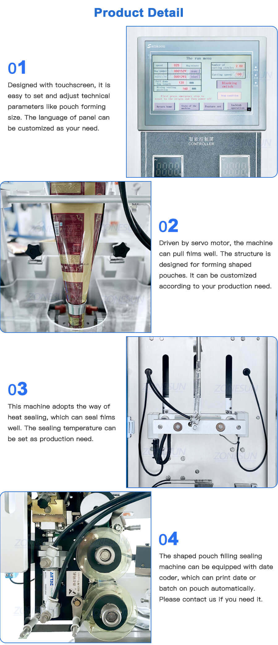 Shaped Pouch VFFS Packaging Machine-ZONESUN TECHNOLOGY LIMITED Shaped Pouch VFFS Packaging Machine-ZONESUN TECHNOLOGY LIMITED