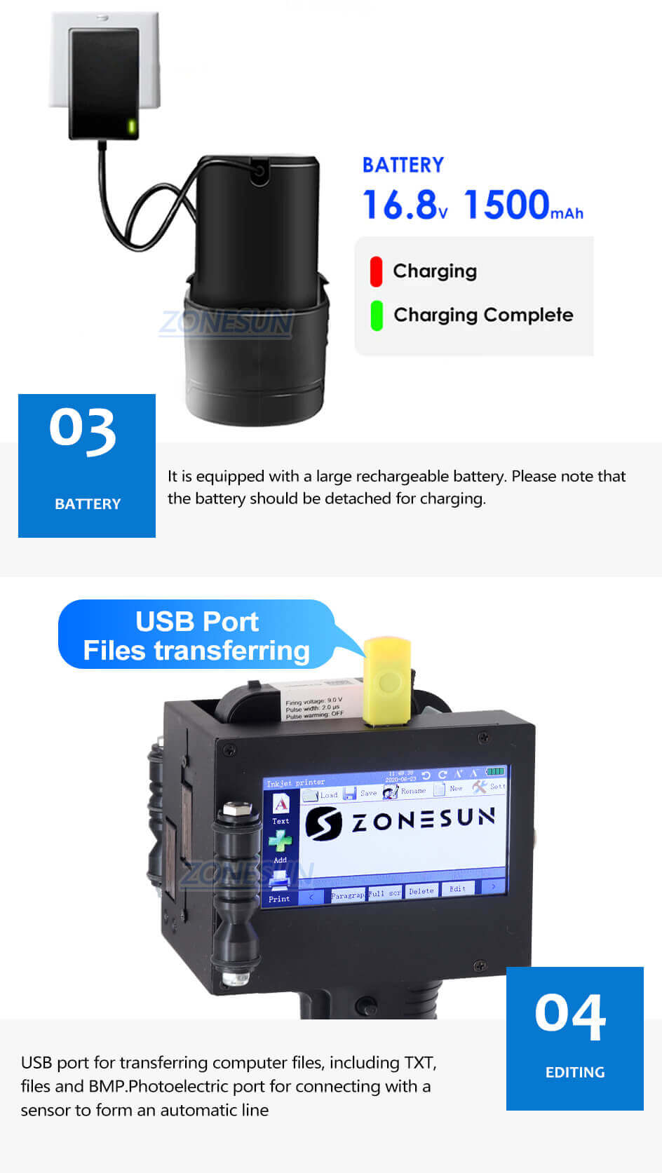 ZONESUN ZS-HIP508 Handheld Inkjet Printer-ZONESUN TECHNOLOGY LIMITED ZONESUN ZS-HIP508 Handheld Inkjet Printer-ZONESUN TECHNOLOGY LIMITED