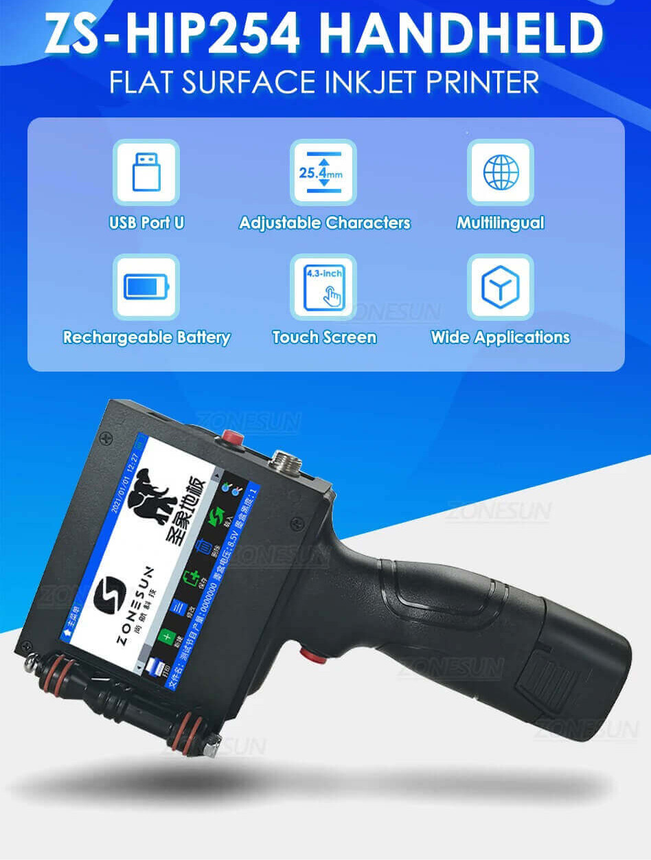 ZONESUN ZS-HIP254 Handheld Inkjet Printer-ZONESUN TECHNOLOGY LIMITED ZONESUN ZS-HIP254 Handheld Inkjet Printer-ZONESUN TECHNOLOGY LIMITED