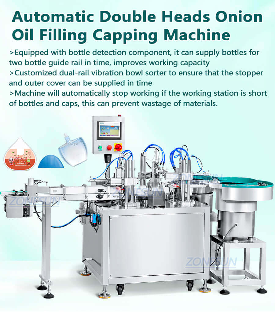 Onion Oil Bottles Rotary Filling Capping Machine-ZONESUN TECHNOLOGY LIMITED Onion Oil Bottles Rotary Filling Capping Machine-ZONESUN TECHNOLOGY LIMITED