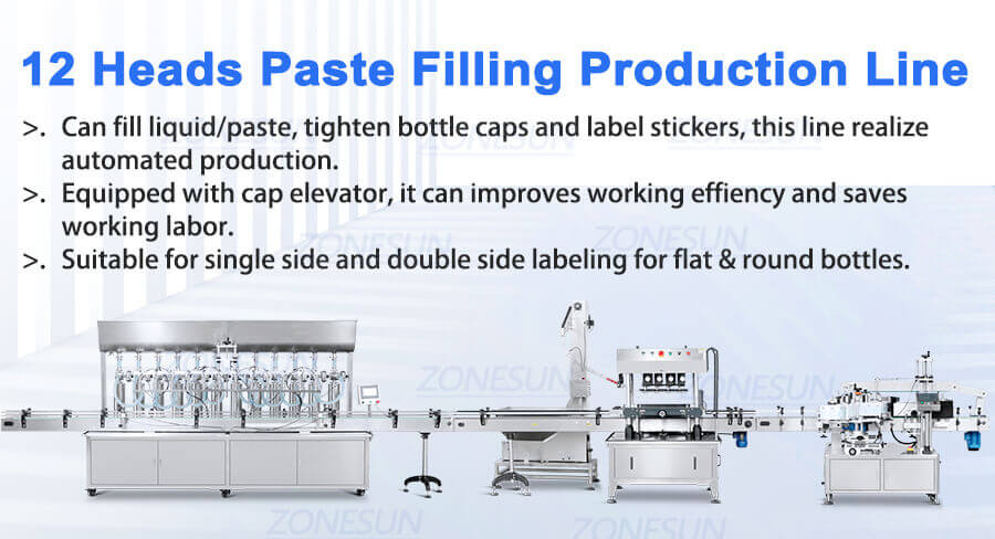 12 Heads Cosmetic Paste Filling Line-ZONESUN TECHNOLOGY LIMITED 12 Heads Cosmetic Paste Filling Line-ZONESUN TECHNOLOGY LIMITED