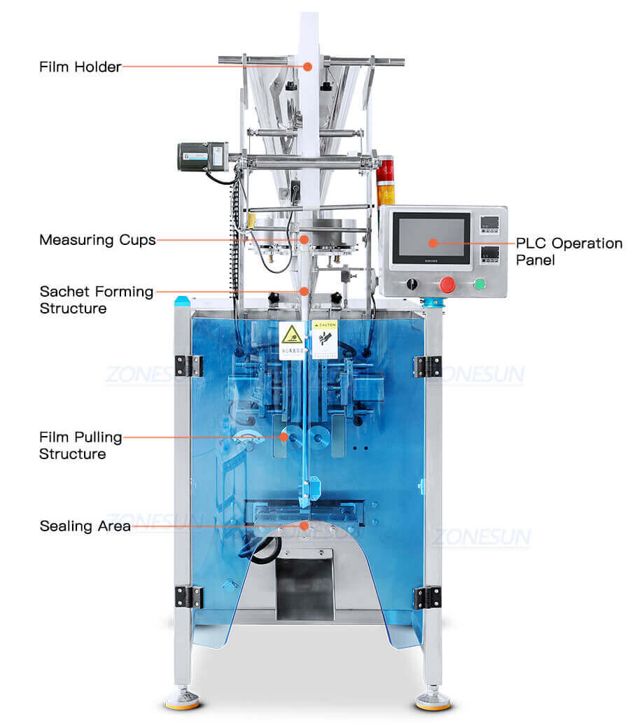 Granule Sachet VFFS Packaging Machine-ZONESUN TECHNOLOGY LIMITED Granule Sachet VFFS Packaging Machine-ZONESUN TECHNOLOGY LIMITED