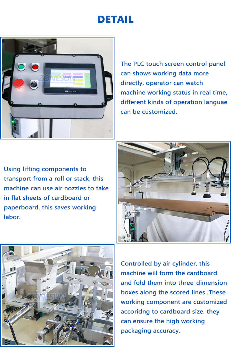 Automatic Carton Folding Stapling Machine-ZONESUN TECHNOLOGY LIMITED Automatic Carton Folding Stapling Machine-ZONESUN TECHNOLOGY LIMITED