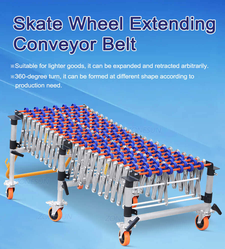 Skate Wheel V-Belt Flexible Conveyor Belt System-ZONESUN TECHNOLOGY LIMITED Skate Wheel V-Belt Flexible Conveyor Belt System-ZONESUN TECHNOLOGY LIMITED
