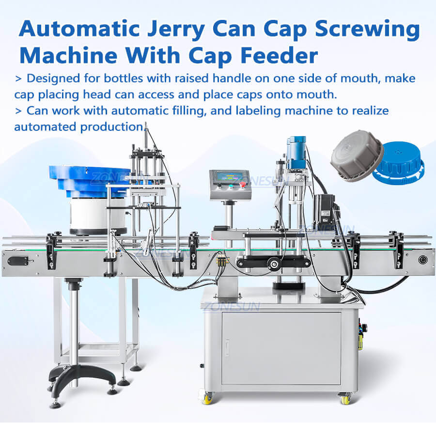 Automatic Jerry Can Cap Screw Capping Machine With Cap Feeder-ZONESUN TECHNOLOGY LIMITED Automatic Jerry Can Cap Screw Capping Machine With Cap Feeder-ZONESUN TECHNOLOGY LIMITED