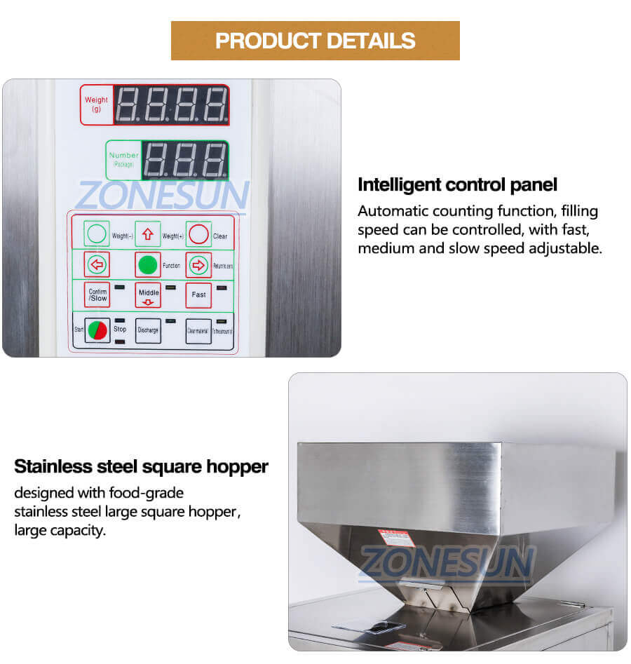 Semi Automatic Large Capacity Granule Filling Machine-ZONESUN TECHNOLOGY LIMITED Semi Automatic Large Capacity Granule Filling Machine-ZONESUN TECHNOLOGY LIMITED