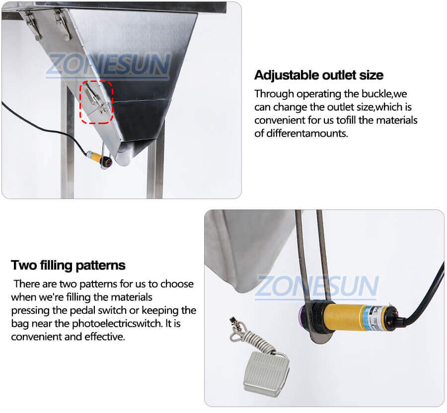 Semi Automatic Large Capacity Granule Filling Machine-ZONESUN TECHNOLOGY LIMITED Semi Automatic Large Capacity Granule Filling Machine-ZONESUN TECHNOLOGY LIMITED