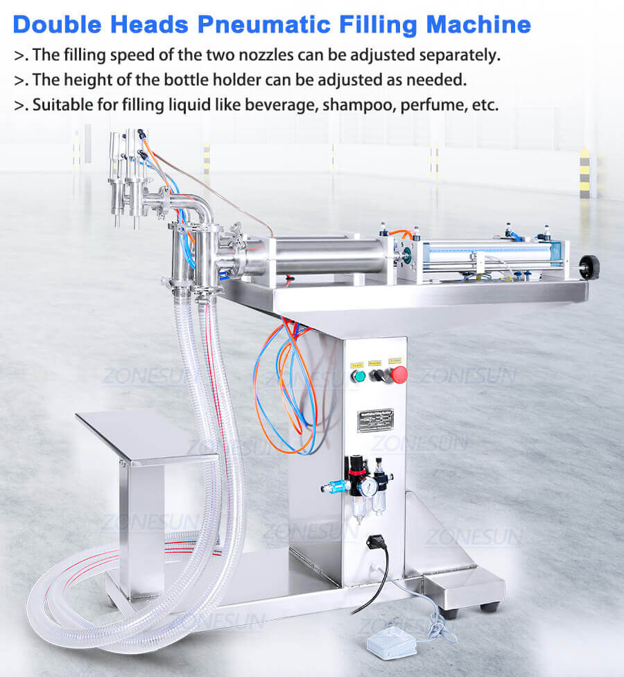 Double Heads Pneumatic Fililling Machine-ZONESUN TECHNOLOGY LIMITED Double Heads Pneumatic Fililling Machine-ZONESUN TECHNOLOGY LIMITED