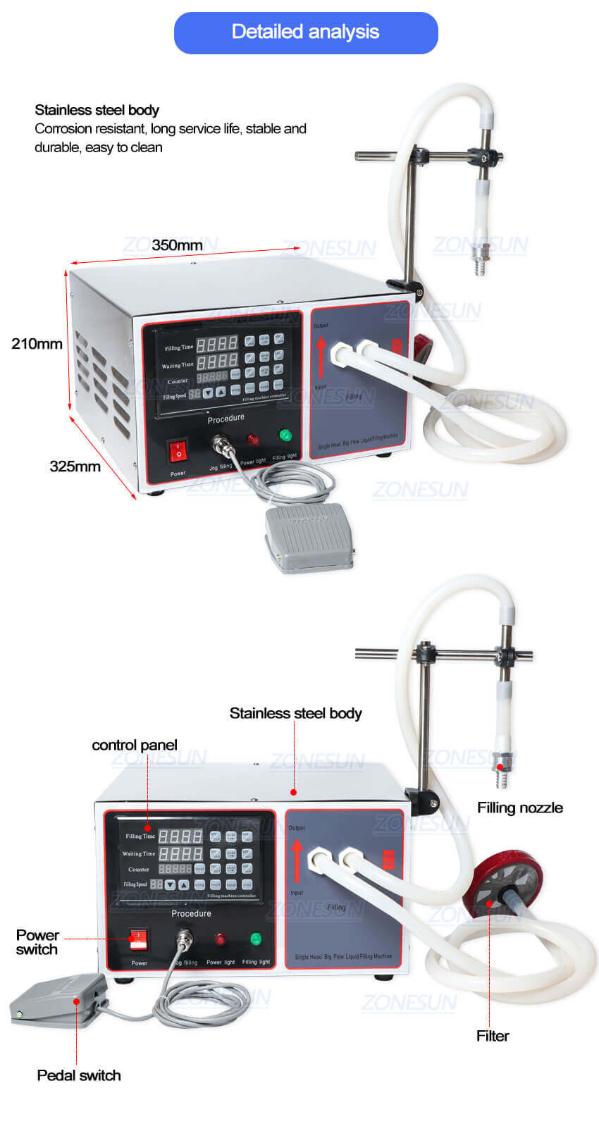 Semi Automatic Large Flow Filling Machine-ZONESUN TECHNOLOGY LIMITED Semi Automatic Large Flow Filling Machine-ZONESUN TECHNOLOGY LIMITED