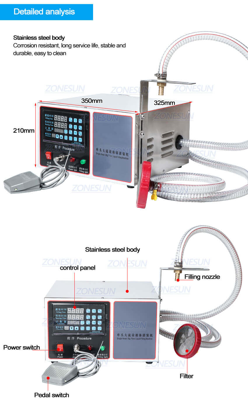 Semi Automatic Large Flow Filling Machine-ZONESUN TECHNOLOGY LIMITED Semi Automatic Large Flow Filling Machine-ZONESUN TECHNOLOGY LIMITED