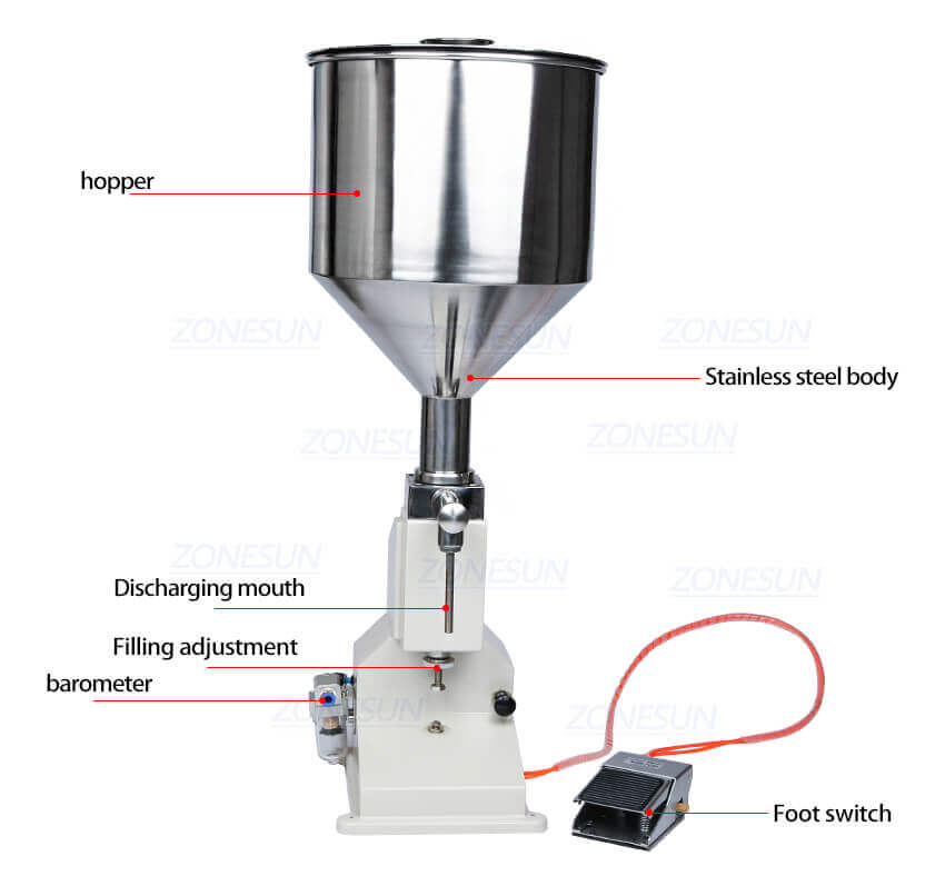 Pneumatic Cosmetic Paste Filling Machine-ZONESUN TECHNOLOGY LIMITED Pneumatic Cosmetic Paste Filling Machine-ZONESUN TECHNOLOGY LIMITED