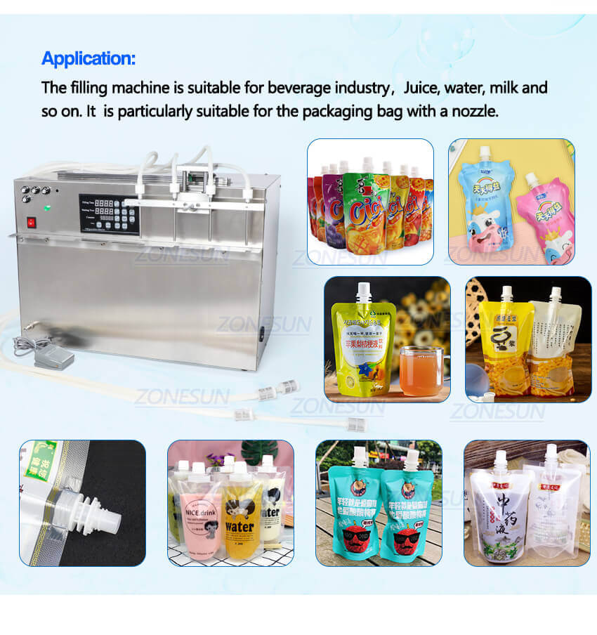 4 Heads Spout Pouch Liuqid Filling Machine-ZONESUN TECHNOLOGY LIMITED 4 Heads Spout Pouch Liuqid Filling Machine-ZONESUN TECHNOLOGY LIMITED