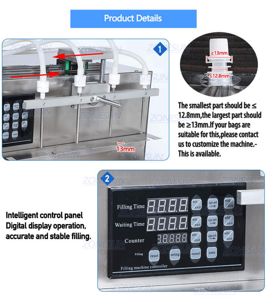 4 Heads Spout Pouch Liuqid Filling Machine-ZONESUN TECHNOLOGY LIMITED 4 Heads Spout Pouch Liuqid Filling Machine-ZONESUN TECHNOLOGY LIMITED