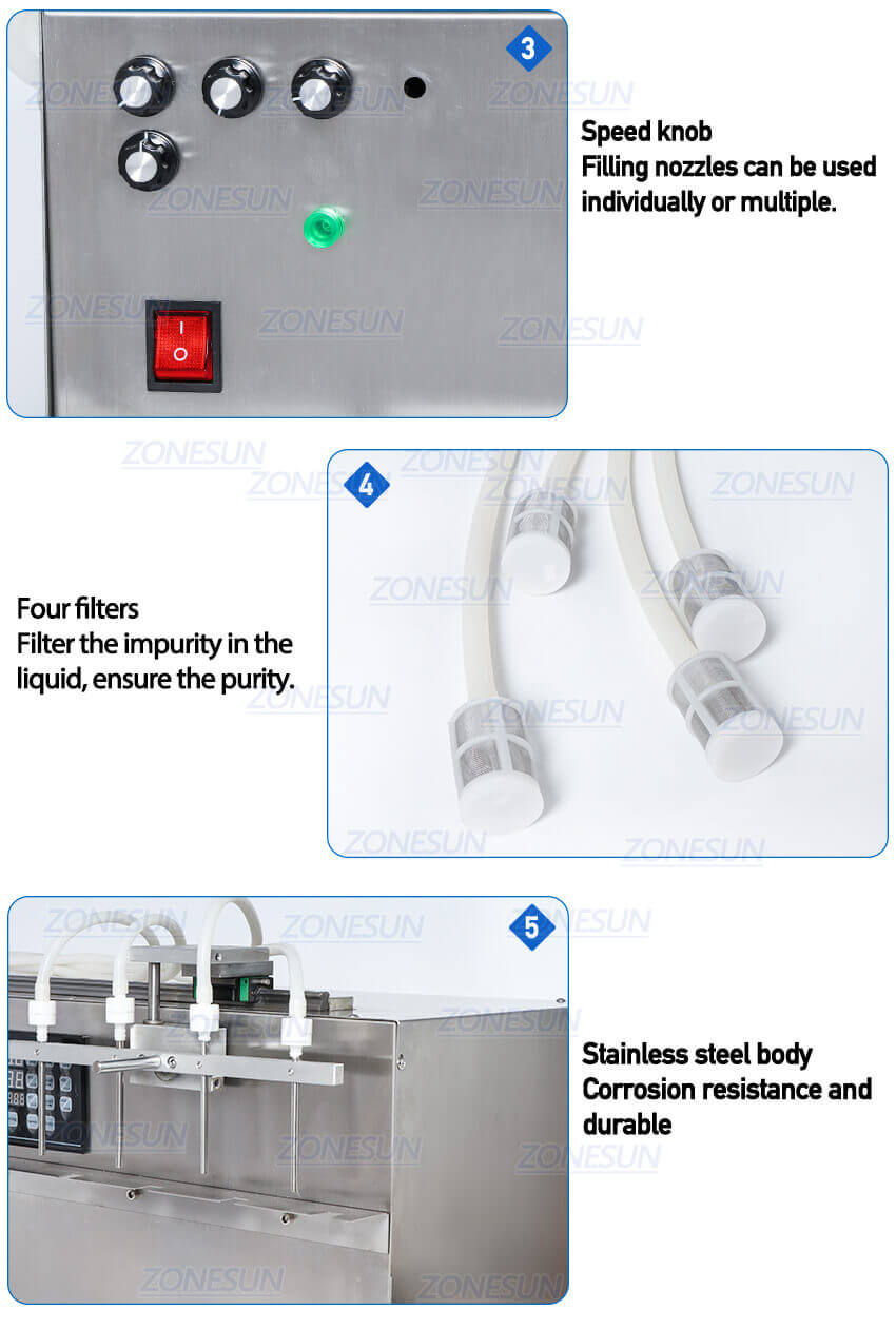 4 Heads Spout Pouch Liuqid Filling Machine-ZONESUN TECHNOLOGY LIMITED 4 Heads Spout Pouch Liuqid Filling Machine-ZONESUN TECHNOLOGY LIMITED