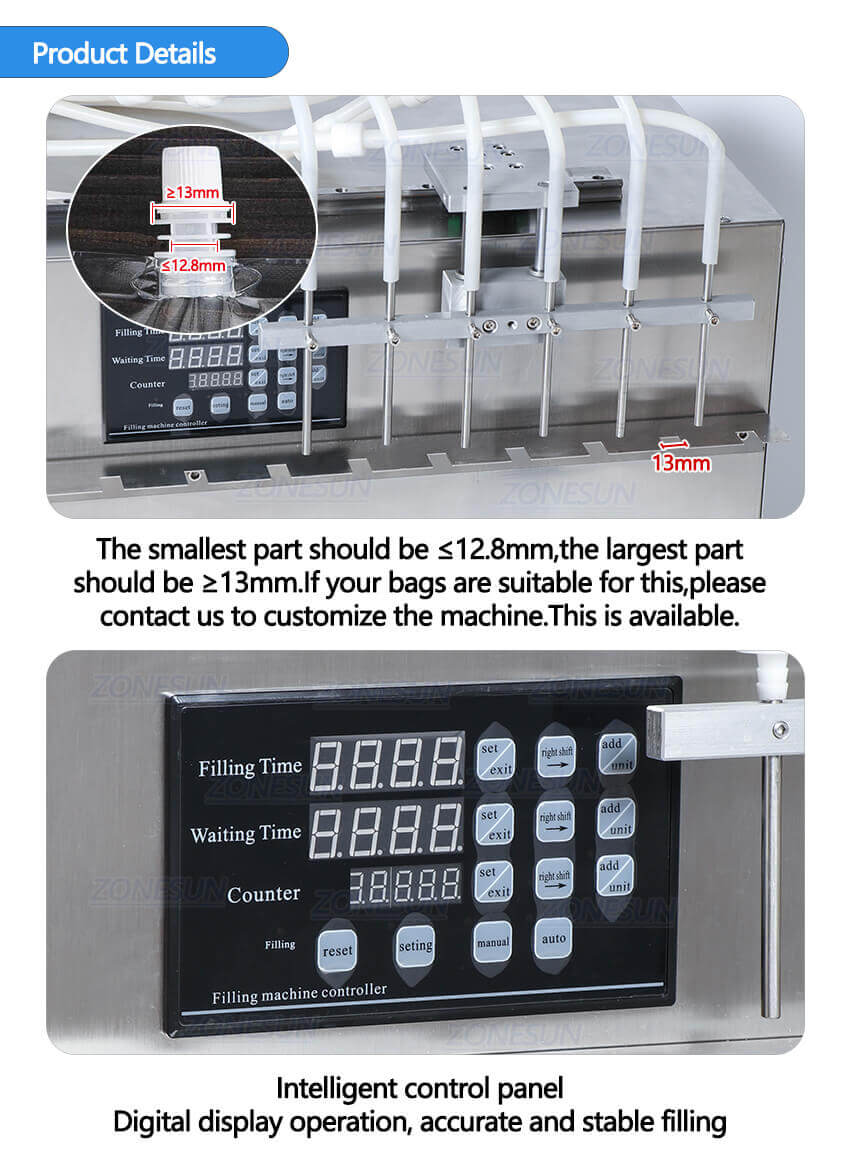 6 Heads Spout Pouch Liuqid Filling Machine-ZONESUN TECHNOLOGY LIMITED 6 Heads Spout Pouch Liuqid Filling Machine-ZONESUN TECHNOLOGY LIMITED