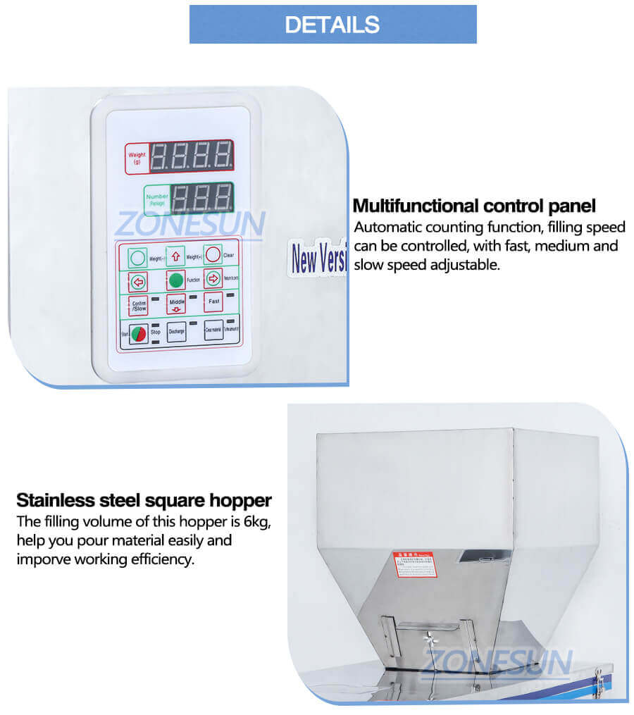 Semi Automatic Granule Filling Machine-ZONESUN TECHNOLOGY LIMITED Semi Automatic Granule Filling Machine-ZONESUN TECHNOLOGY LIMITED