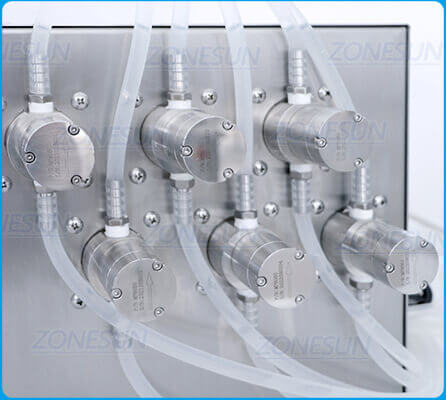 Semi Automatic 6 Heads Magnetic Pump Liquid Filling Machine-ZONESUN TECHNOLOGY LIMITED Semi Automatic 6 Heads Magnetic Pump Liquid Filling Machine-ZONESUN TECHNOLOGY LIMITED