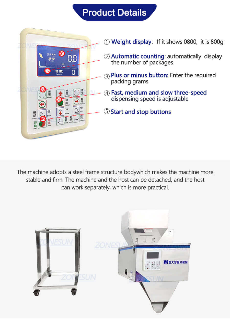 Semi Automatic Granular Weighing Filling Machine-ZONESUN TECHNOLOGY LIMITED Semi Automatic Granular Weighing Filling Machine-ZONESUN TECHNOLOGY LIMITED