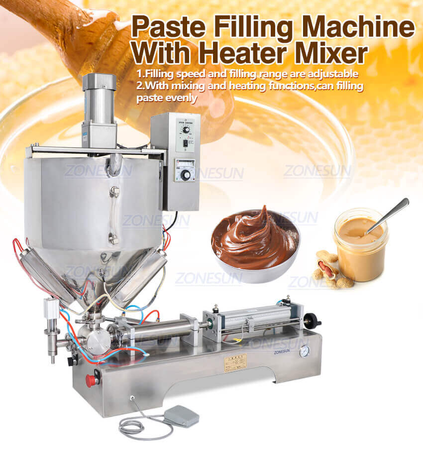Double Head Paste Filling Machine With Heater Mixer-ZONESUN TECHNOLOGY LIMITED Double Head Paste Filling Machine With Heater Mixer-ZONESUN TECHNOLOGY LIMITED