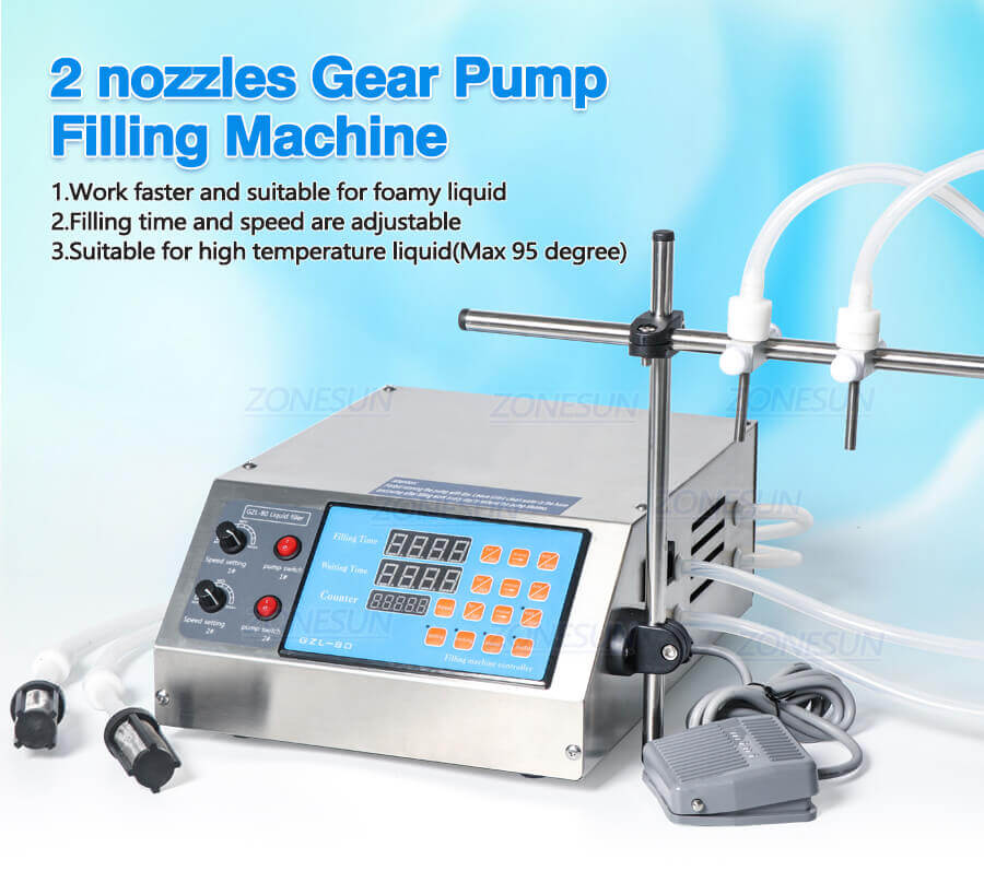 Double Head Gear Pump Filling Machine-ZONESUN TECHNOLOGY LIMITED Double Head Gear Pump Filling Machine-ZONESUN TECHNOLOGY LIMITED