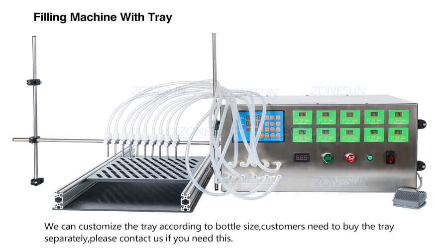 Semi Automatic 10 Heads Liquid Filling Machine-ZONESUN TECHNOLOGY LIMITED Semi Automatic 10 Heads Liquid Filling Machine-ZONESUN TECHNOLOGY LIMITED