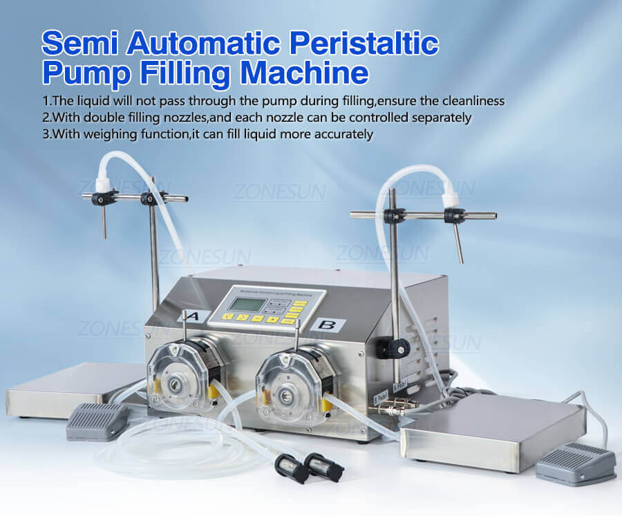 Double Head Peristaltic Pump Weighing Filling Machine-ZONESUN TECHNOLOGY LIMITED Double Head Peristaltic Pump Weighing Filling Machine-ZONESUN TECHNOLOGY LIMITED