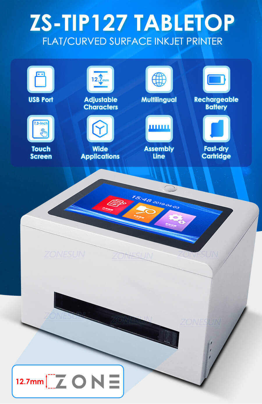 Semi Automatic Dektop Date Inkjet Printer-ZONESUN TECHNOLOGY LIMITED Semi Automatic Dektop Date Inkjet Printer-ZONESUN TECHNOLOGY LIMITED