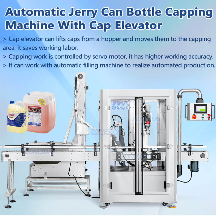 Jerry Can Bottle Capping Machine With Cap Elevator-ZONESUN TECHNOLOGY LIMITED Jerry Can Bottle Capping Machine With Cap Elevator-ZONESUN TECHNOLOGY LIMITED