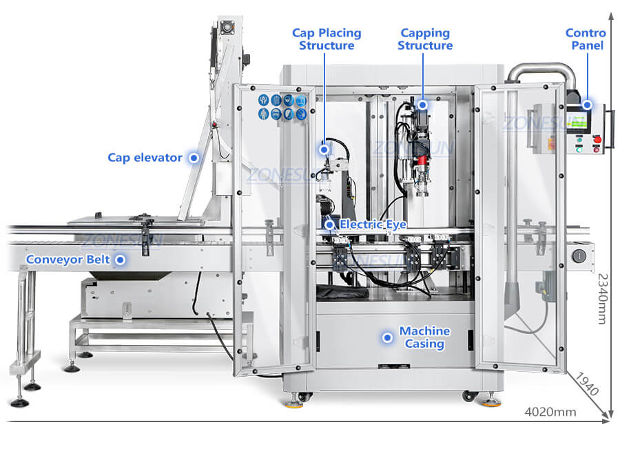 Jerry Can Bottle Capping Machine With Cap Elevator-ZONESUN TECHNOLOGY LIMITED Jerry Can Bottle Capping Machine With Cap Elevator-ZONESUN TECHNOLOGY LIMITED