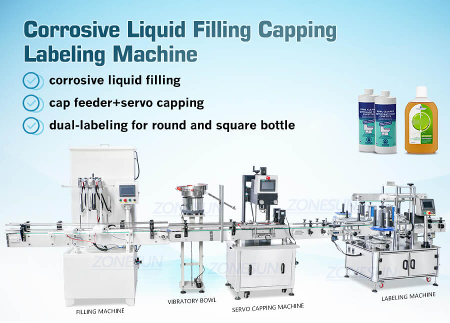 4 Heads Corrosive Liquid Filling Line-ZONESUN TECHNOLOGY LIMITED 4 Heads Corrosive Liquid Filling Line-ZONESUN TECHNOLOGY LIMITED