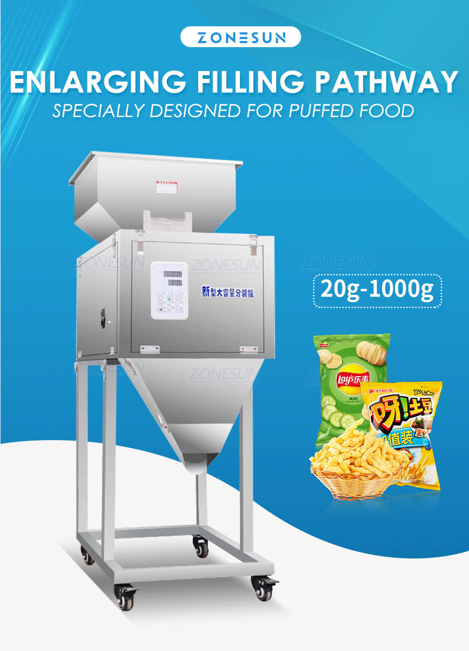 Food Chips Granules Weighing Filling Machine-ZONESUN TECHNOLOGY LIMITED Food Chips Granules Weighing Filling Machine-ZONESUN TECHNOLOGY LIMITED