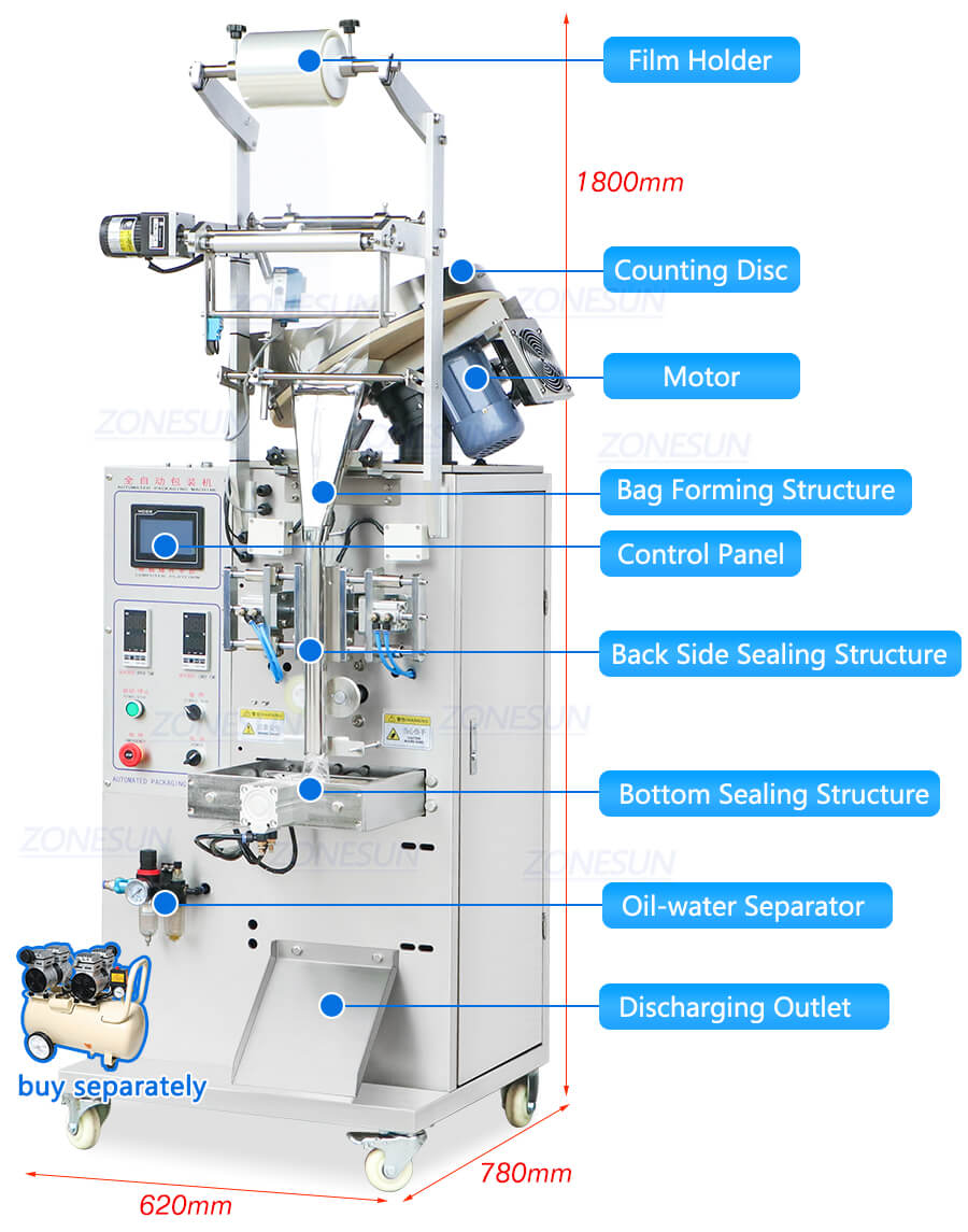 Granule Bag Vertical Form Filling Sealing Machine-ZONESUN TECHNOLOGY LIMITED Granule Bag Vertical Form Filling Sealing Machine-ZONESUN TECHNOLOGY LIMITED