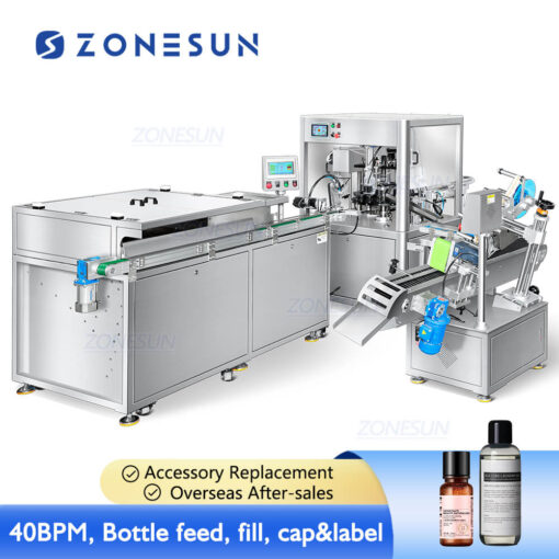 Cosmetic Small Bottle Filling Capping And Labeling Machine