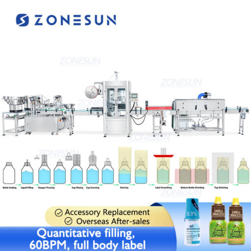 Irregular Bottle Filling Capping Shrink Sleeve Labeling Machine
